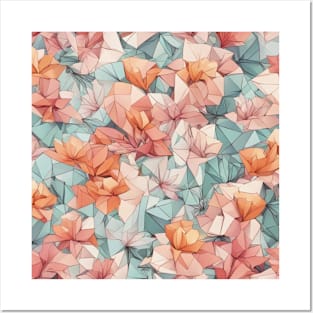 Origami Flower Pattern Posters and Art